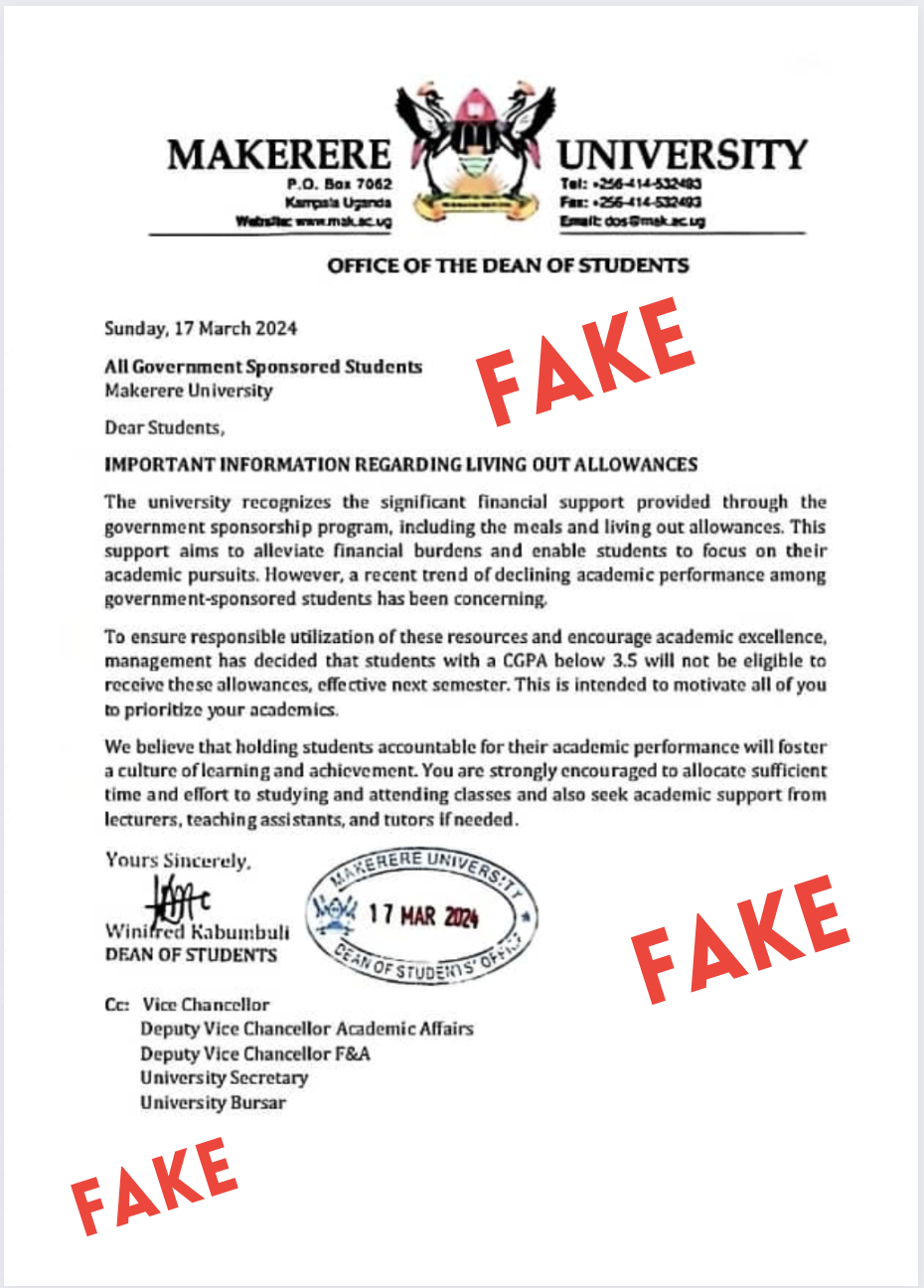 FakeNews From Dean's Office.